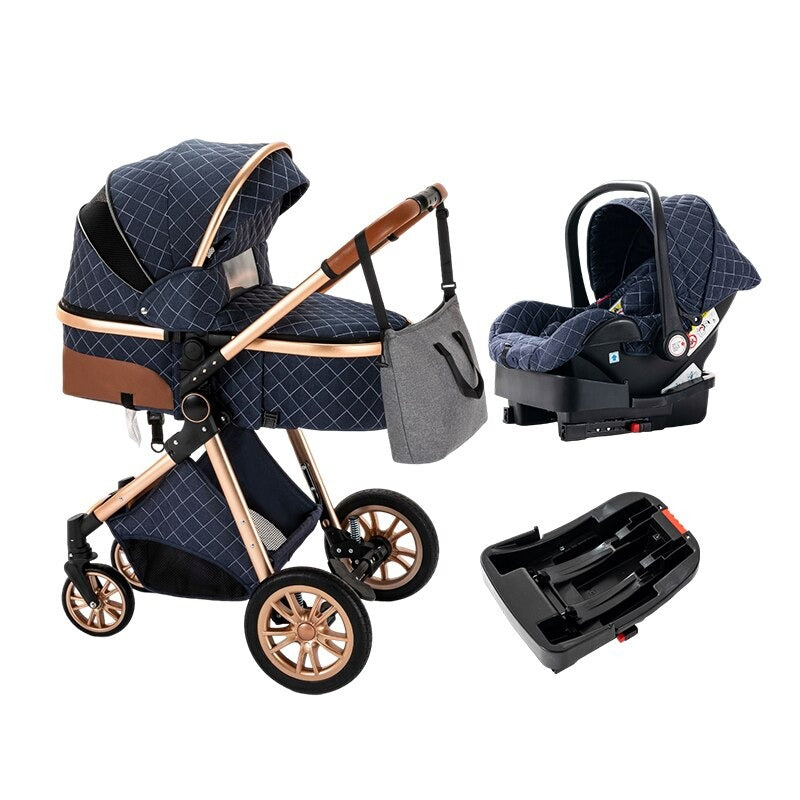 5-in-1 Luxury Baby Stroller Car Seat Carrier with a base